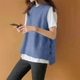 thumbnail image 6 of Tianiyouqing Women's Sleeveless Sweater Vest Round Neck Loose Ribbed Kint Pullover Tops Blue, 6 of 6
