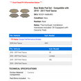 thumbnail image 2 of Rear Brake Pad Set - Compatible with 2010 - 2017 Ford Taurus 2011 2012 2013 2014 2015 2016, 2 of 2