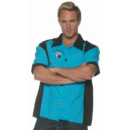 Turquoise Mens Adult Costume Accessory Sporty Bowling Shirt