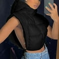 thumbnail image 6 of QUNYINEY Fall Puffer Vest for Women Black Zip Up Hooded Cropped Outwear Cotton Sleeveless with Pockets Loose Fit Womens Winter Jacket, 6 of 7