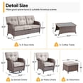 thumbnail image 5 of PARKWELL 8 Pieces Patio Furniture Set, Outdoor 9-Seat Wicker Conversation Sofa Set with Rattan Swivel Chairs, Ottoman, Coffee Table and 5" Thick Cushion for Porch Deck, Brown/Beige, 5 of 11