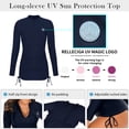 thumbnail image 3 of RELLECIGA Womens UPF50+ Sun Protection Long Sleeve Rash guard Zipper Front Swimsuit Tankini Top Swim Shirt for Women Navy Blue Bathing Suit, 3 of 12