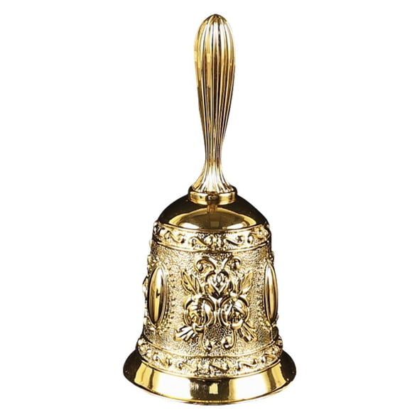 Decorative Brass Hand Bell with Floral Pattern, Altar Yoga Meditation Instrument, Wiccan Pagan Witchcraft Ritual Accessory, Clear Loud Sound Call Bell for Church & Home