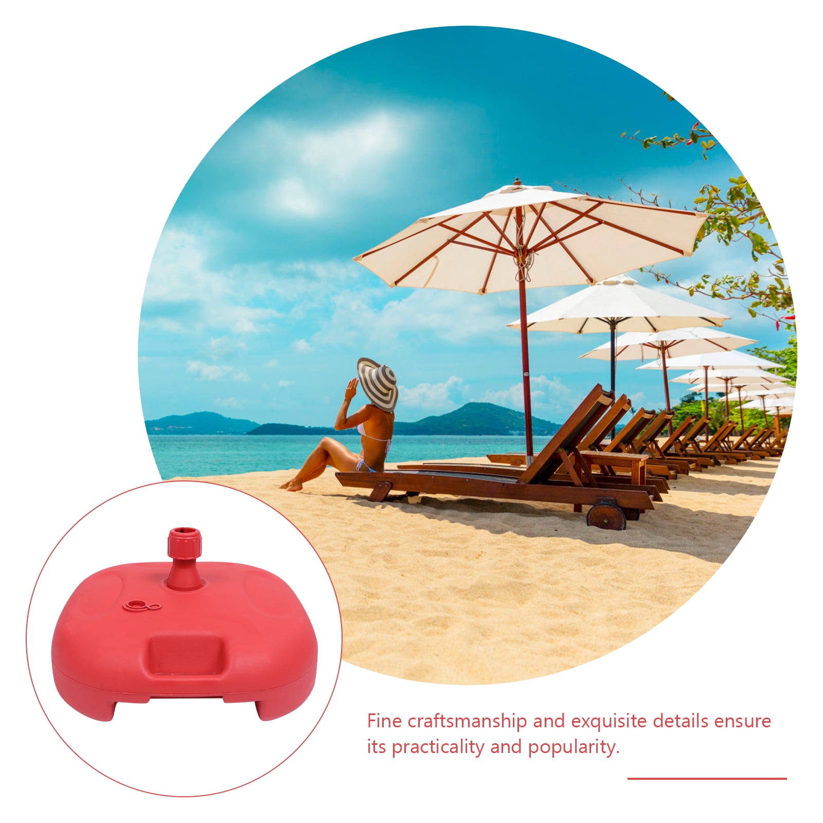 BEADCEST Red Sun Umbrella Base Stable Parasol Support Base for Outdoor Patio Use