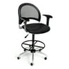 OFM Moon Series Model 336-V-AA3DK Anti-Microbial/Anti-Bacterial Vinyl Swivel Task Chair with Arms and Drafting Kit, Black