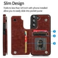 thumbnail image 2 of FIEWESEY for Samsung Galaxy S22 Wallet Case with Card Holder, PU Leather Kickstand Card Slots Case, Double Magnetic Clasp Durable Shockproof Cover for Samsung Galaxy S22(Brown), 2 of 9