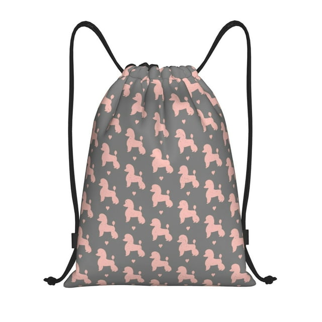 Lukts Poodle Dog Pattern Drawstring Backpack Bag Sport Gym Sackpack,String Backpack Sport Bag Sack,Cinch Tote Gym Backpack-Medium