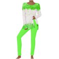 thumbnail image 2 of Puntoco Conjunto De top De Cuello Redondo Y Pantalones Largos De Manga Larga Con Estampado Informal Para Mujer Verde Xxxxxl, 2 of 5