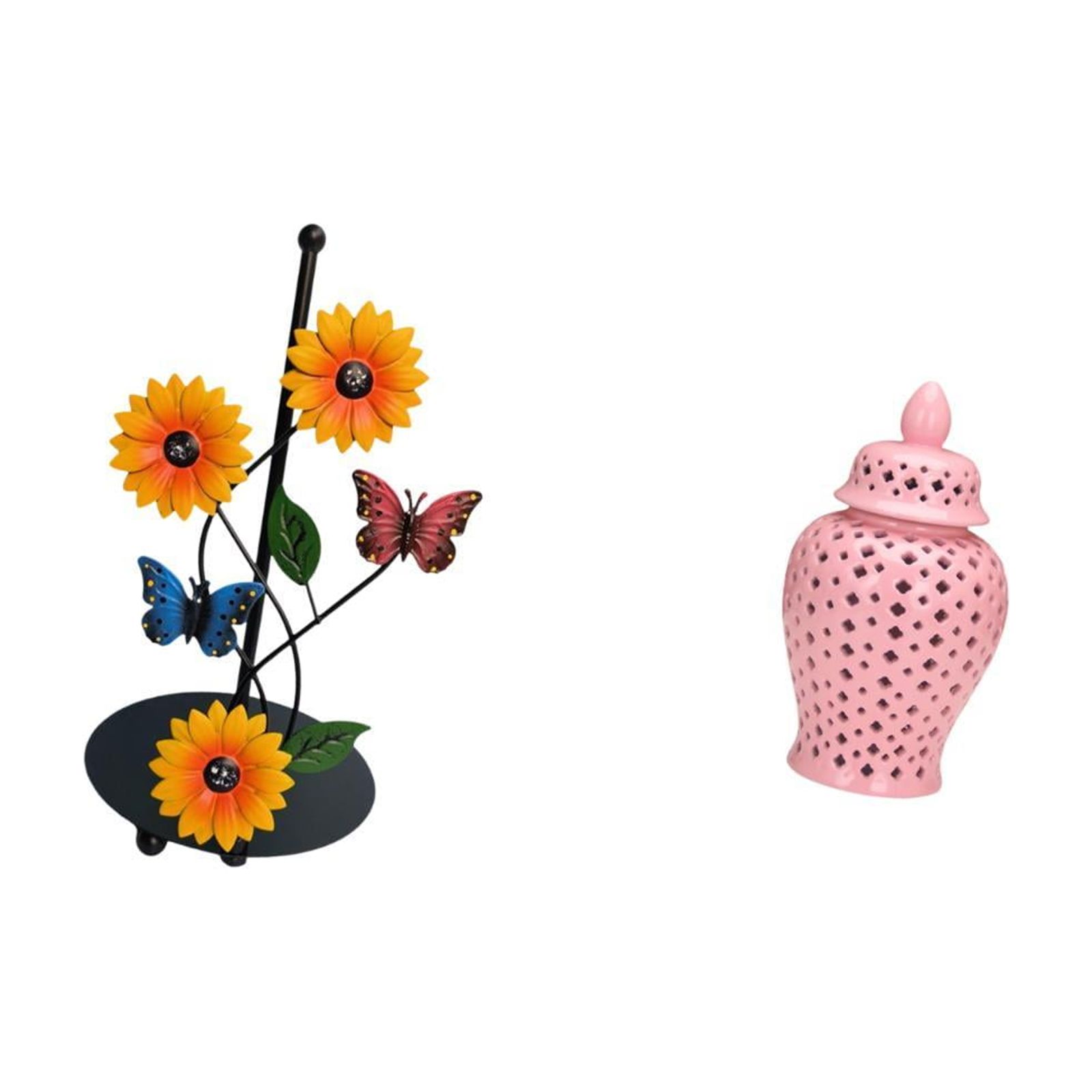 Fiocias Ceramic Paper Towel Holder Vase Non Slip Vertical Tissue Rack Porcelain Decorative Jar Storage Lid Floral Arrangement Ornament Flower Display