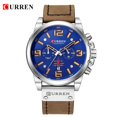 thumbnail image 1 of Relojes CURREN para hombre, marca de lujo, reloj de pulsera deportivo resistente al agua, cronógrafo, cuarzo, militar, cuero genuino, reloj Masculino Tan Jianjun unisex, 1 of 2