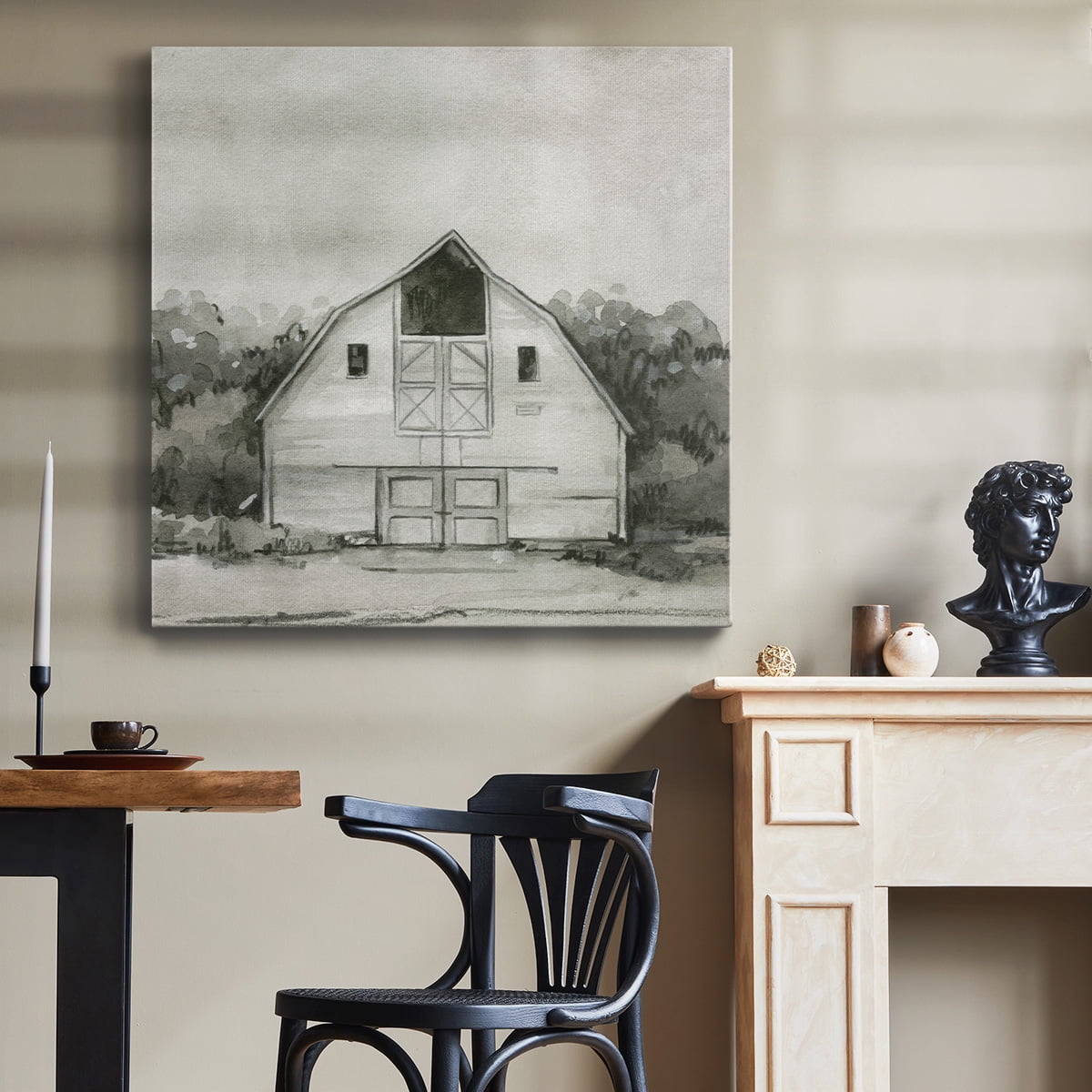 Wexford Home Solemn Barn Sketch III-Premium Gallery Wrapped Canvas, 10" x 10" - Ready to Hang