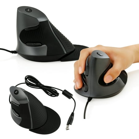 Deluxe Ergonomic Wired Vertical USB Optical Gaming Mouse for Computer PC Laptop Mice- Black Deluxe Ergonomic Wired Vertical USB Optical Gaming Mouse for Computer PC Laptop Mice- Black