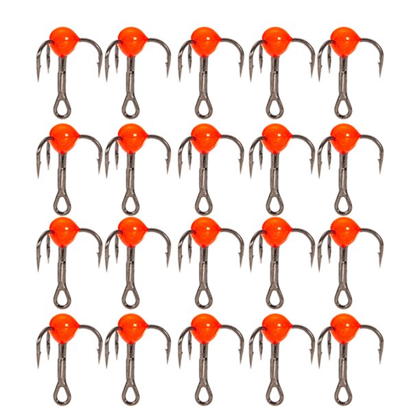 10 anzuelos triples afilados para pesca en hielo, mini anzuelos de acero al carbono, color rojo (6) Likrtyny Deportes al aire libre Salida diaria Juego de fiesta