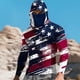 thumbnail image 1 of Ceisia Distressed Flag Print Hooded Top Men's Slim Fit Long Sleeve UV Protective Face Mask Shirt Black XXXL Gifts, 1 of 5