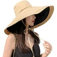 thumbnail image 2 of Super Wide Brim Women Sun Hat Cotton Floppy Packable Reversible Wired Edge Hats UV Protection Summer Beach Travel Garden, 2 of 7