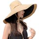thumbnail image 2 of Super Wide Brim Women Sun Hat Cotton Floppy Packable Reversible Wired Edge Hats UV Protection Summer Beach Travel Garden, 2 of 5