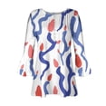 thumbnail image 4 of Pompotops Femmes Mode Imprimé Casual V-Cou 3/4 Manches T-Shirt Chemisier Tops Dégagement, 4 of 5