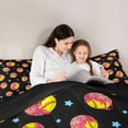 thumbnail image 5 of Manfei Basketball Ice Cream King Bedding,Liquid Circle King Bed in a Bag For Girls,Dark Composite Hue,Black Reversible,7-Piece, 5 of 8