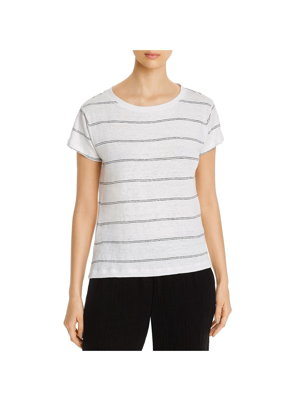 Eileen Fisher Womens Linen Striped T 