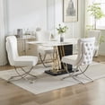 thumbnail image 6 of 2PCS Luxury Velvet Dining Chairs, Tufted Upholstered Armless Accent Chairs with Silver Metal X-Legs, Modern Glam Dining Chair Kitchen Chairs, Beige, 6 of 8