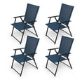 thumbnail image 5 of Metal Outdoor Folding Chairs, 4-Piece Patio Lawn Chairs with Arms, 5 of 6
