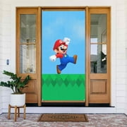 Super Mario Run Door Cover Decorated Banner Tapestry Home Decoration Holiday Party Supplies Door Banner Porch Sign Banner 72.8 x 35.4 Inch