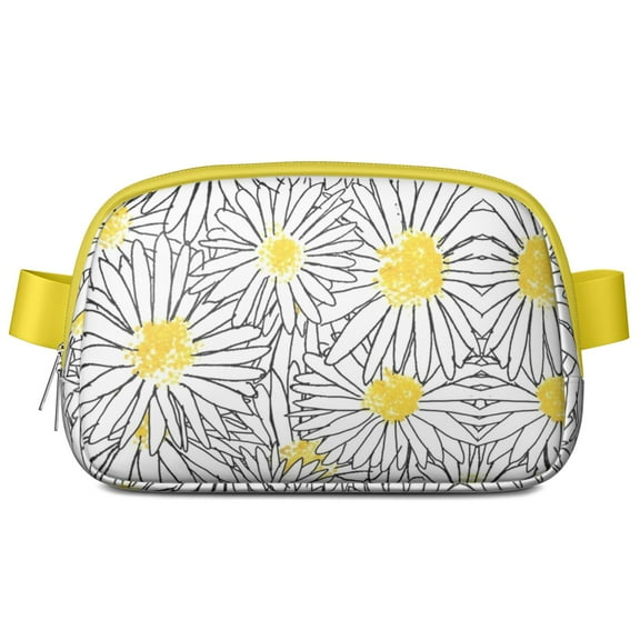 Wildflower Fanny Pack for Women – Daisy Bloom Print Belt Bag with Yellow & White Floral Pattern in Retro Boho Style
