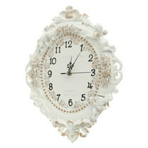 TFCFL European Style Wall Clock Wall-Mounted Silent Numbers Clock For Bedroom Office Decoration White