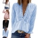 thumbnail image 3 of Blusa suelta de encaje para mujer, blusa con cuello en V para mujer Blusa suelta con cuello en V para mujer Ropa para mujer Tecnología innovadora, 3 of 5