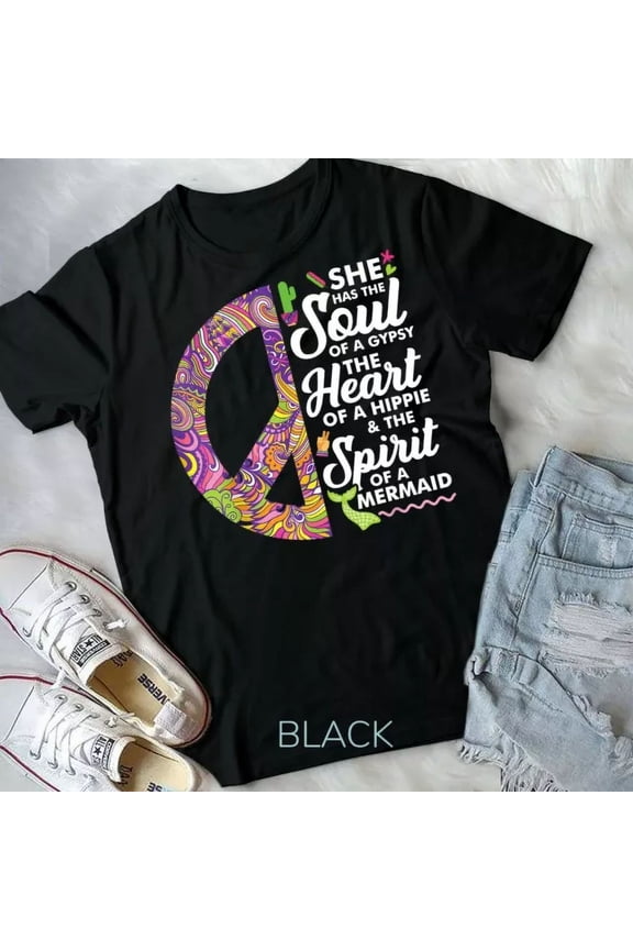 Hippie, Gypsy, Mermaid Soul, Heart, Spirit Unisex T-Shirt Unisex S-5XL Hot Trending Shirt, Vintage Birthday Gift
