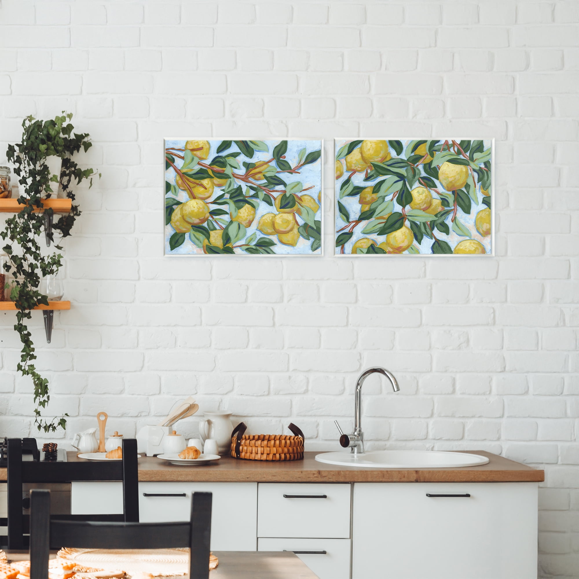 Stupell Industries Sunshine Lemon Tree 2 Piece Wall Plaque Art Set, design by June Erica Vess