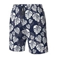 thumbnail image 6 of Uemuo White Leaves Pattern Men's Swim Trunks Hawaiian Beach Bathing Suit Swimsuits Beach Quick-Dry Shorts with Pockets-Medium, 6 of 9