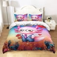 thumbnail image 3 of Axolotl Juego de Funda Nórdica King Size,Galaxy Heart Balloon Cute Axolotl Bedding Set, 3 of 8