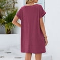 thumbnail image 4 of Levmjia Womens Short Sleeve Nightgown V Neck Lace Trim Solid Color Loose Mini Dress With Side Pockets Home Sleep Casual Lightweight Comfortable Daily Indoor Leisure Wear, 4 of 8
