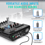 Digital Mixer 8 Channel Compact Audio Mixing Console with 16 DSP Effects, Professional 6-Band EQ DJ Music Sound Mixer with 2.0 USB Port, Bluetooth & PC Debugging for Recording Live Performance