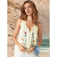 thumbnail image 5 of Women 'S Tie Front Tank Top Y2k Floral Babydoll Crop Vest Going Out Camisole Blouse Shirt Light Yellow S, 5 of 7