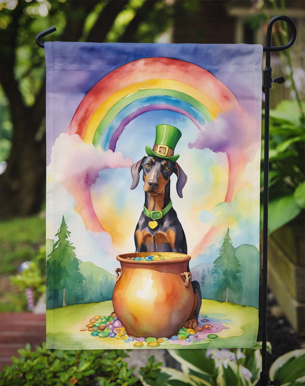 Doberman Pinscher St Patrick's Day Garden Flag 11.25 in x 15.5 in