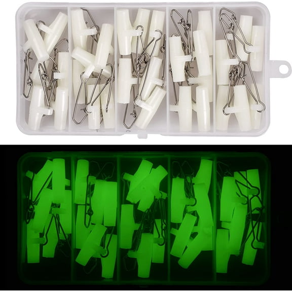 VanRolldex Glow 30 Piece High Strength Fishing Sinker Slides with Duo Lock Snaps