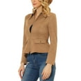 thumbnail image 4 of INSPIRE CHIC Women's Turn Down Collar Zip Up Faux Suede Motorcycle Short Jacket XS Brown, 4 of 5
