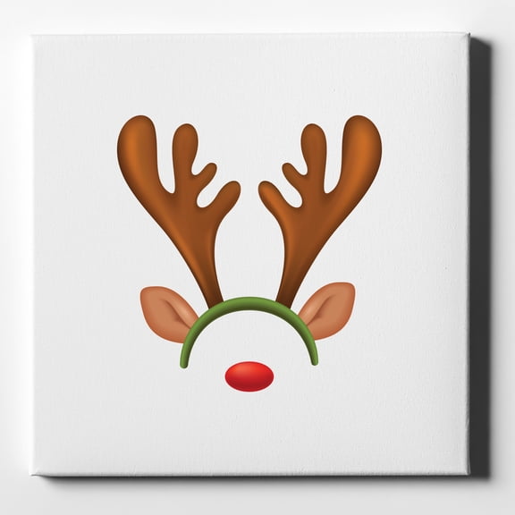 Reindeer Face Christmas - 10" x 10" - Decorative Canvas Wall Art - White Edge - 5/8" Gallery Wrapped