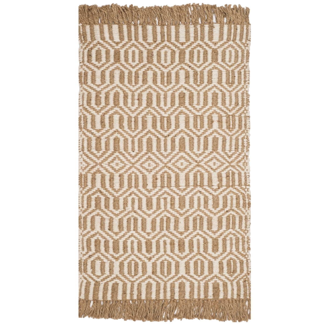 SAFAVIEH Natural Fiber Jakov Geometric Area Rug, Natural/Ivory, 2'3" x 4'