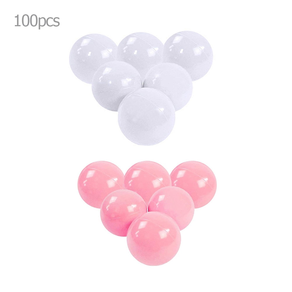 Zexumo 100pcs Baby Safe Soft Plastic Balls Play Pool Ocean Balls Toy ,Pink+White