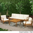 thumbnail image 4 of Afuera Living Outdoor 6 Seater Teaked Acacia Wood Sofa Set & Cream Cushions, 4 of 4