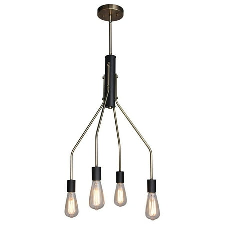

Woodbridge Lighting Bentley 4-Light ST64 Metal Chandelier in Brass/Black