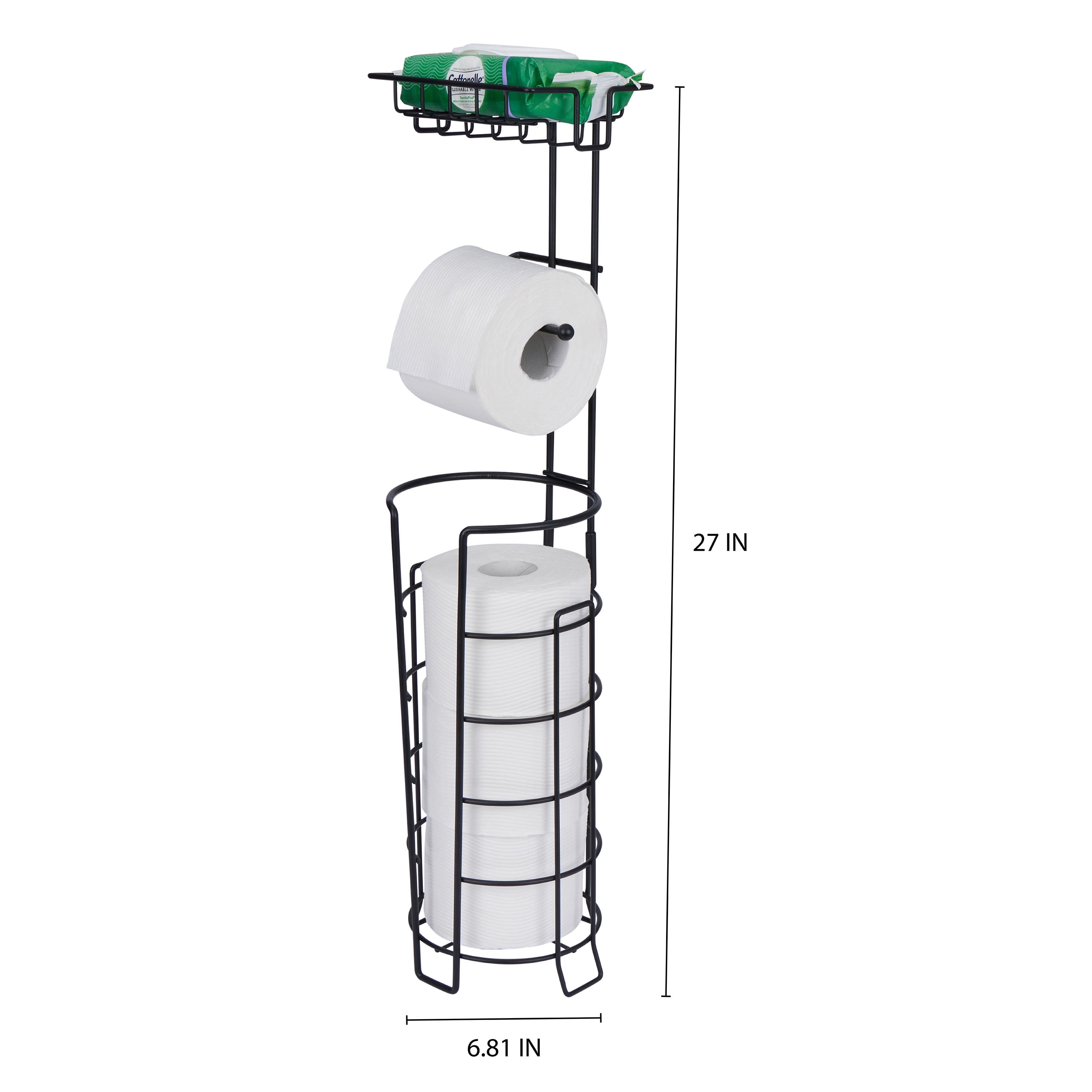 Bath Bliss 2 in 1 Freestanding Toilet Paper Holder & Dispenser in Black