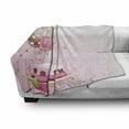 thumbnail image 3 of Birthday Soft Flannel Fleece Throw Blanket, Strawberry Pink Slice of Cake Candle Dotted Balloons and Celebration, Cozy Plush for Indoor and Outdoor Use, 50" x 60", Pink Tan Cream, by Ambesonne, 3 of 6