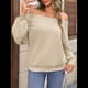 thumbnail image 5 of Sudadera Holgada Informal de Larga con Hombros Descubiertos para Mujer, Estilo Jersey de Otoño Caqui XL, 5 of 8