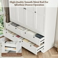 thumbnail image 3 of PARKWELL 4-Door Armoire Wardrobe Closet with 4 Drawers, Clothing Rod and Shelves, Freestanding Clothing Armoires Closet Organizer for Bedroom, White, 3 of 7