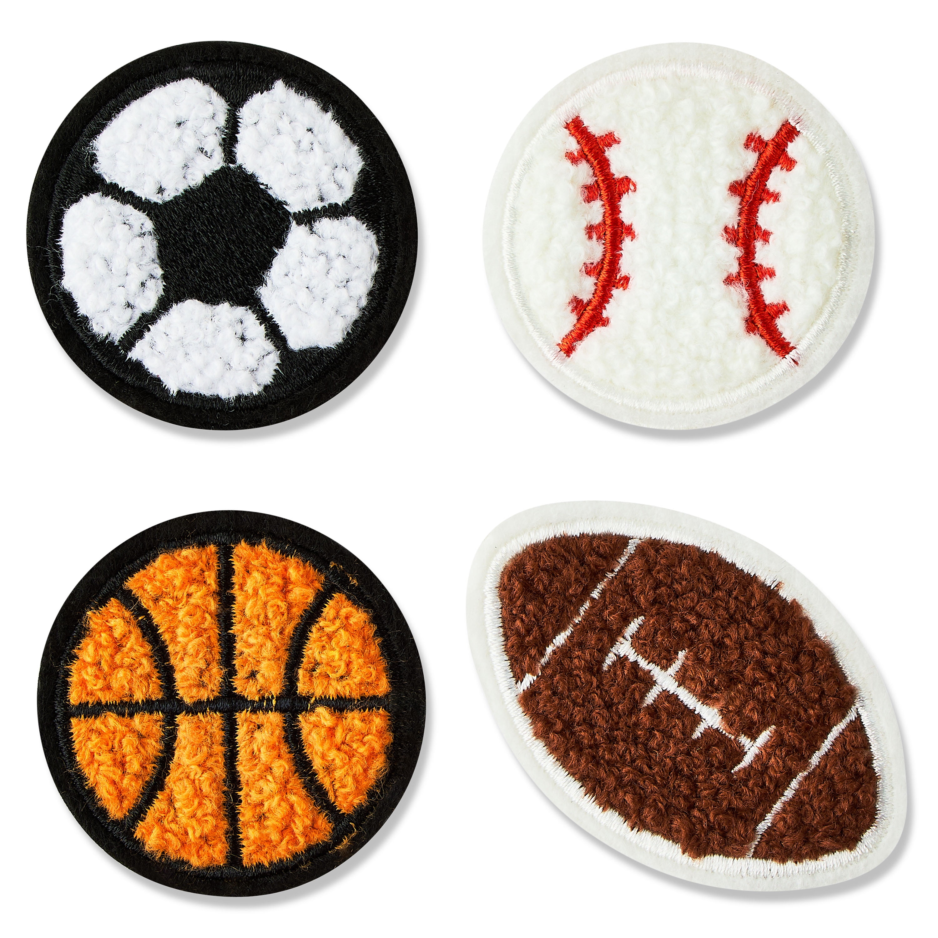 Pen+Gear Chenille Patch Stickers, 4 Count, Sport Balls, For Backpacks, Lunch Kits and Students