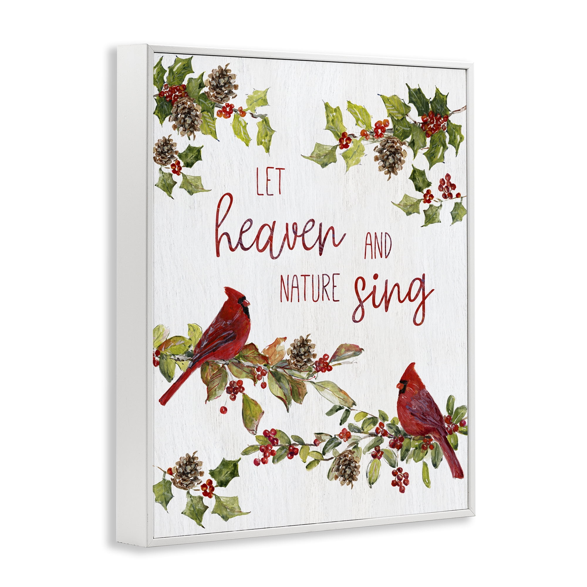 Stupell Industries Heaven & Nature Sing Holiday Painting White Framed Art Prints Wall Art, 16 x 20